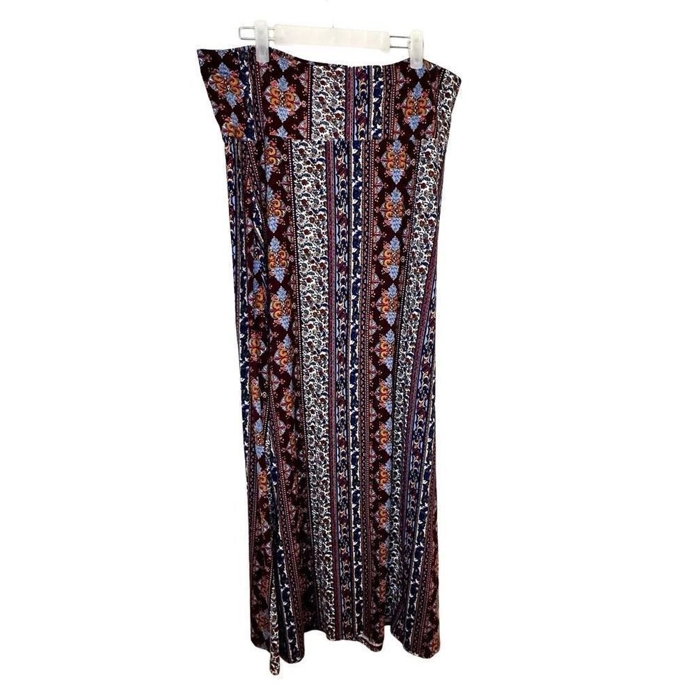 Brat Star Mixed Pattern Bohemian Maxi Skirt Large